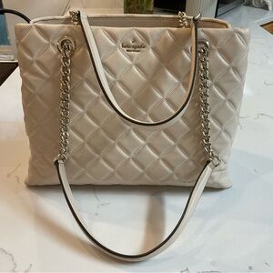 Kate Spade Ivory/Cream Quilted Tote with Chain Handles